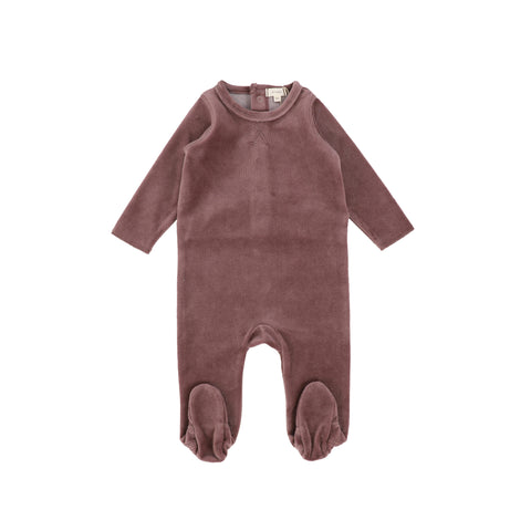 Lil Legs Classic Velour Footie - Muted Plum