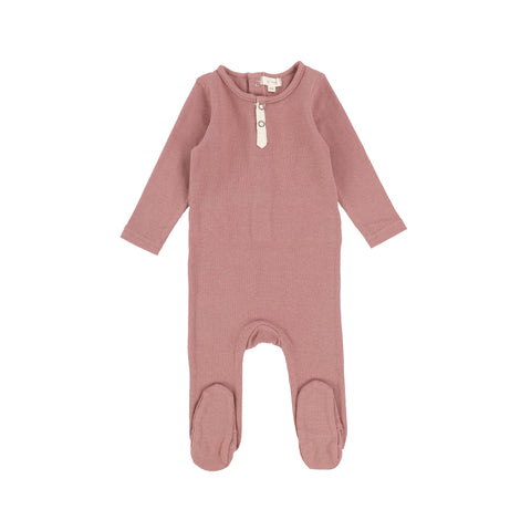 Lil Legs Ribbed Tab Footie - Mauve