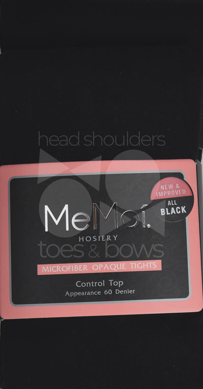 Memoi Ladies Microfiber Opaque 60 Denier Control Top Tights 2-Pack - Black MO-646
