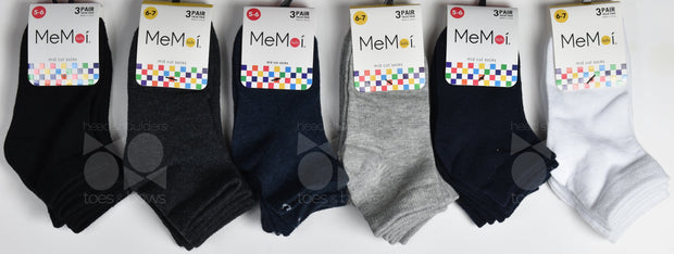 Memoi Kid's Mid Cut Socks 3-Pack - Charcoal MK-556