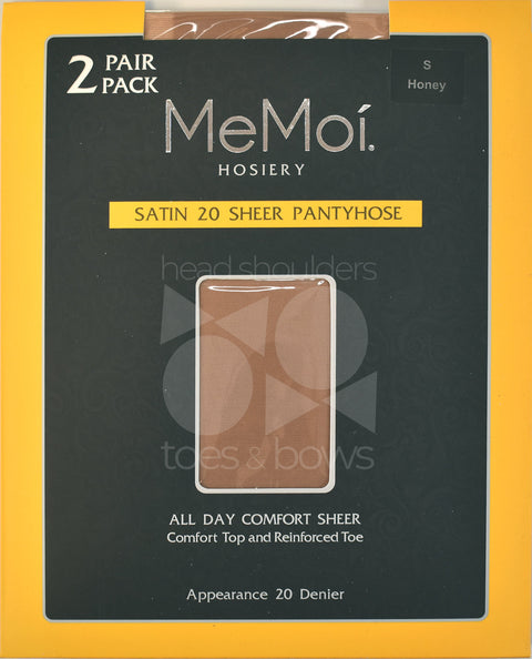 Memoi Satin Sheer 20 Denier Stockings 2-Pack - Melon MS-650