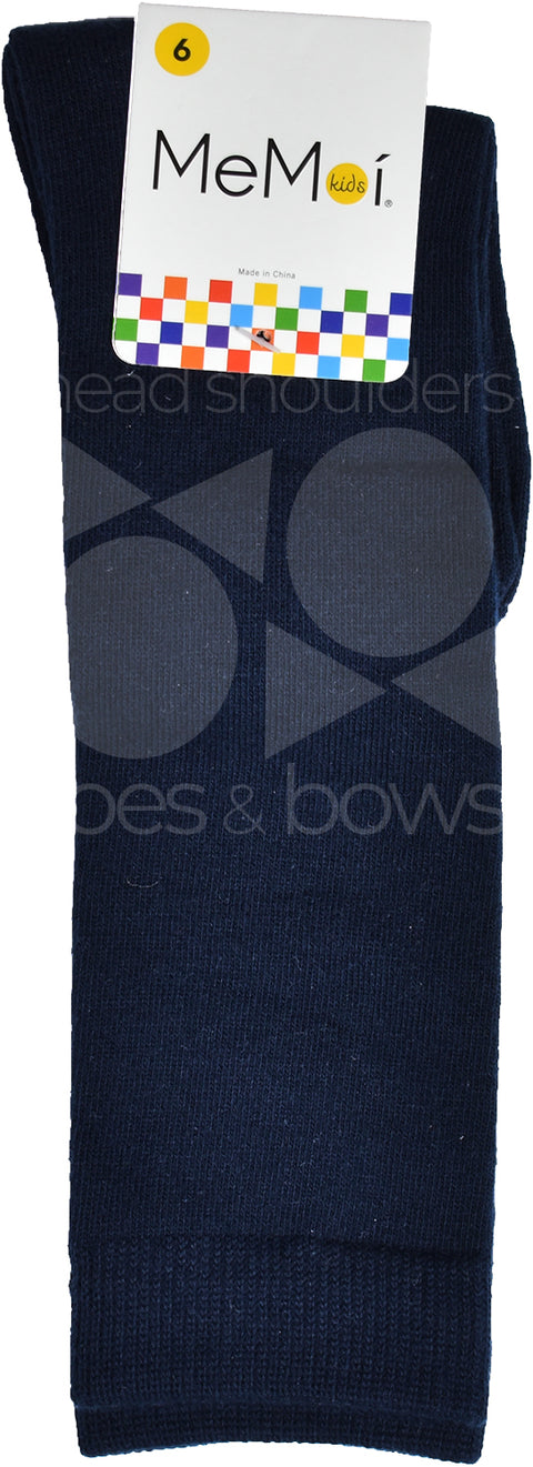 Memoi Basic Solid Knee Socks Navy MK-5056