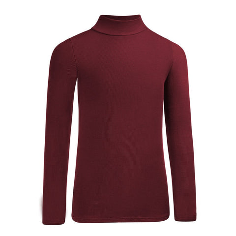 PB&J Girls Ribbed Long Sleeve Mock Turtleneck - Merlot