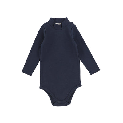 Lil Legs Ribbed Mock Neck Onesie - Navy