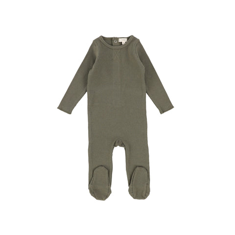 Lil Legs Classic Ribbed Footie - Olive