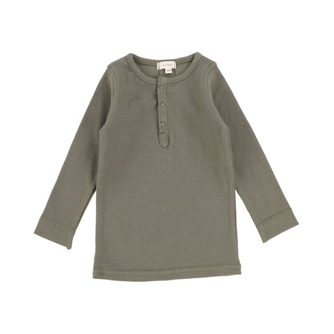 Lil Legs Snap Henley T-Shirt - Olive