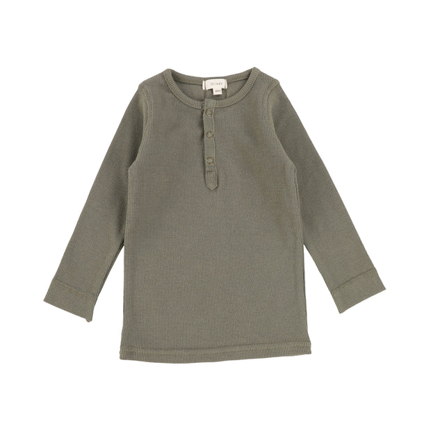 Lil Legs Snap Henley T-Shirt - Olive