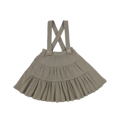 Lil Legs Suspenders Skirt - Olive