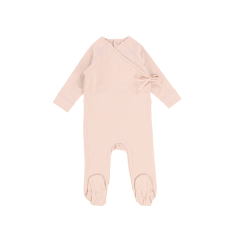 Lilette Brushed Cotton Wrapover Footie - Pale Pink