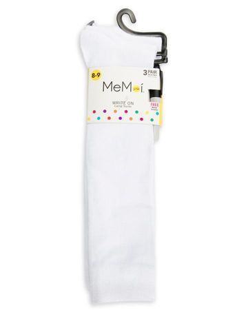 Memoi Girls Camp Knee Socks 3-pack - White Promo-710