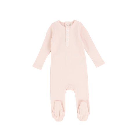 Lillette Ribbed Classic Henley Footie - Pale Pink