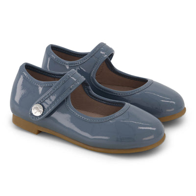 Zeebra Kids Hard Sole Patent Leather Mary Janes - Marlin Blue