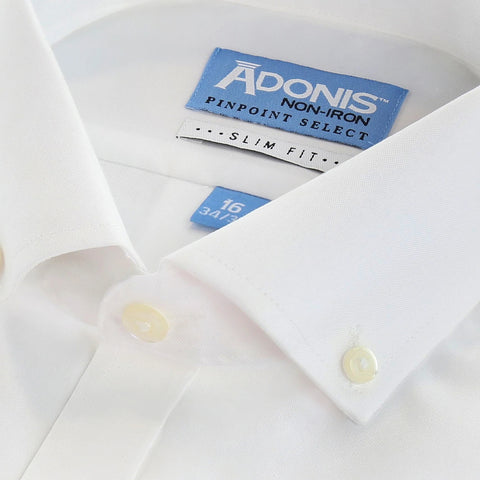 Adonis Pinpoint Non-Iron Cotton Men's Dress Shirt - Button Down Collar Long Sleeve