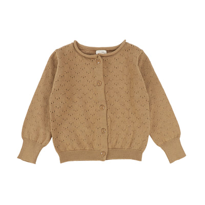 Lil Legs Pointelle Cardigan - Caramel