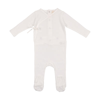 Lilette Pointelle Wrapover Footie Boys - Winter White