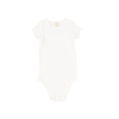 Lil Legs Ribbed Short Sleeve Onesie - Pure White