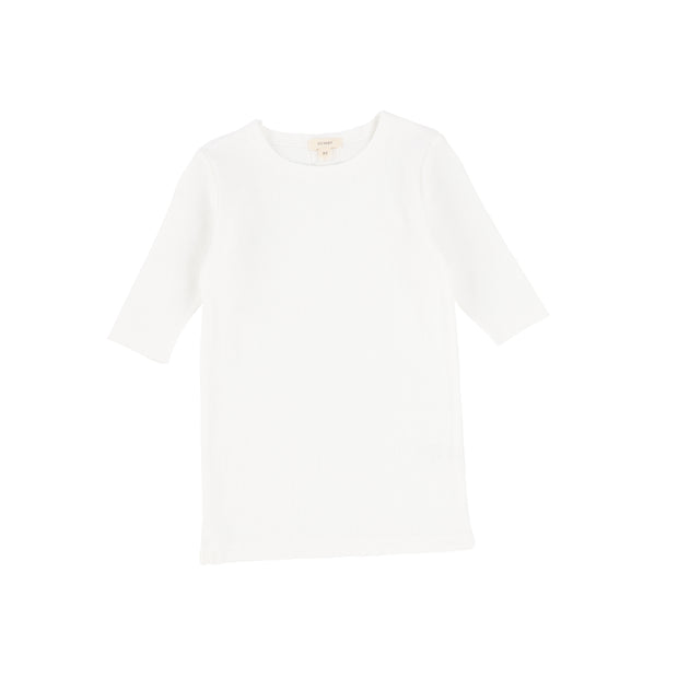 Lil Legs Ribbed T-Shirt Three Quarter Sleeve - Pure White