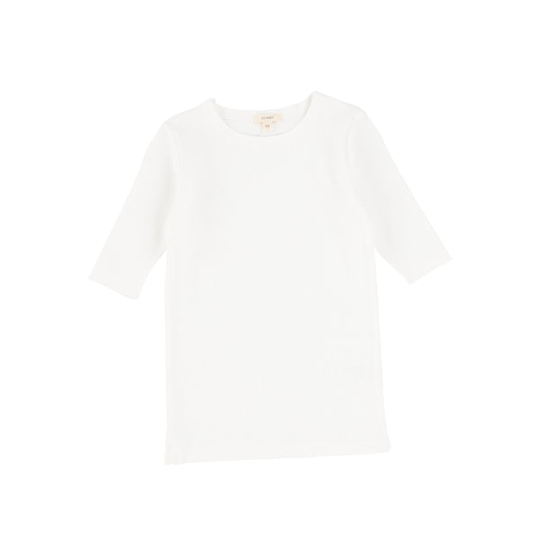 Lil Legs Ribbed Three Quarter Sleeve T-shirt - Pure White