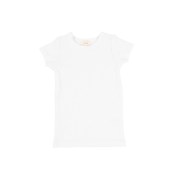 Lil Legs Ribbed Short Sleeve T-shirt - Pure White