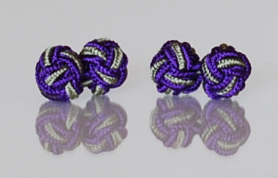Purple & Green Gray Silk Knot Cufflinks