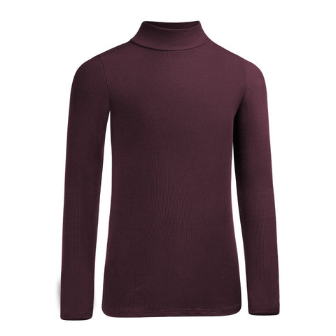 PB&J Girls Ribbed Long Sleeve Mock Turtleneck - Raisin