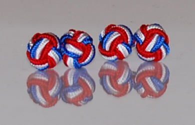 Red, White & Blue Silk Knot Cufflinks