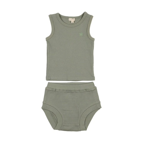 Lil Legs Ribbed Baby Boys Set - Green Star