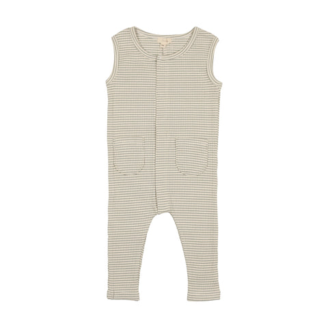 Lil Legs Ribbed Pocket Romper Long - Green Stripe