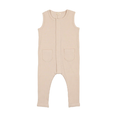 Lil Legs Ribbed Pocket Romper Long - Pink Stripe