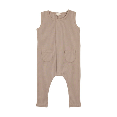 Lil Legs Ribbed Pocket Romper Long - Tan