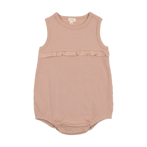 Lil Legs Ribbed Girls Ruffle Romper - Pink