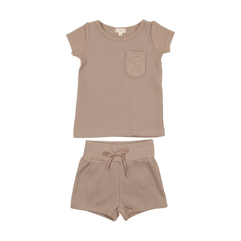 Lil Legs Ribbed Baby Boys Set - Tan Pocket