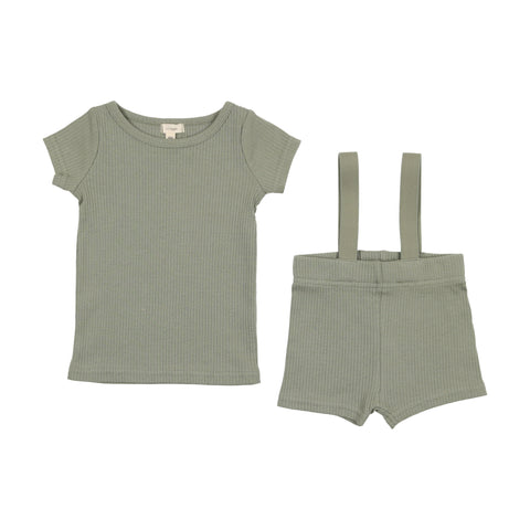 Lil Legs Suspender Shorts + T-Shirt Set - Green