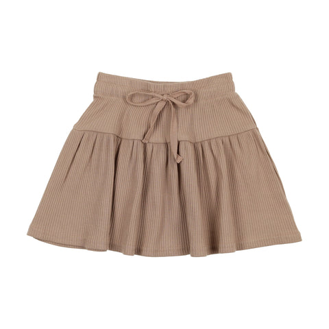 Lil Legs Ribbed Drawstring Skirt - Tan