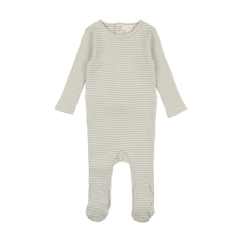 Lil Legs Ribbed Footie - Green Stripe