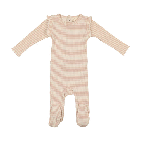 Lil Legs Ribbed Footie - Pink Stripe