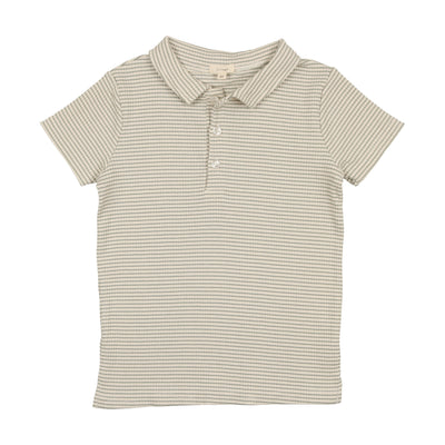 Lil Legs Ribbed Polo Short Sleeve - Green Stripe