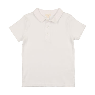 Lil Legs Ribbed Polo Short Sleeve - White