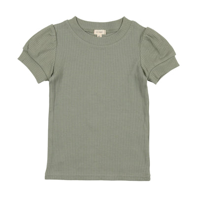 Lil Legs Ribbed Puff Sleeve T-Shirt Short Sleeve - Green