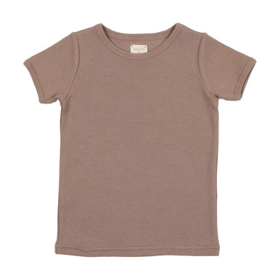 Analogie Ribbed Big Girls T-Shirt Short Sleeve - Tan