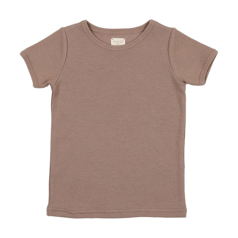 Analogie Ribbed Big Girls T-Shirt Short Sleeve - Tan