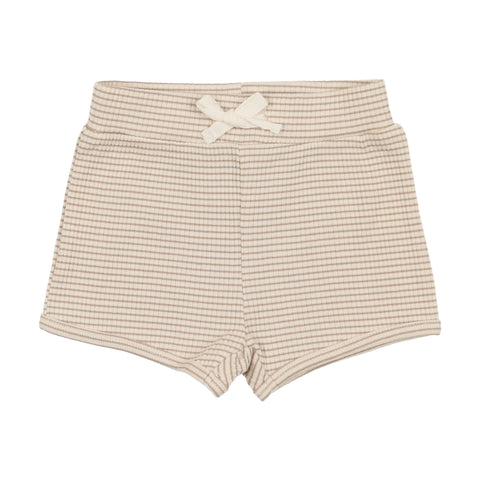 Lil Legs Ribbed Track Shorts - Tan Stripe