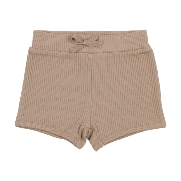 Lil Legs Ribbed Track Shorts - Tan