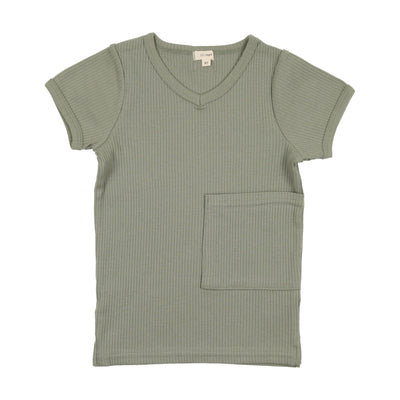 Lil Legs Ribbed V-Tee with Pocket - Green