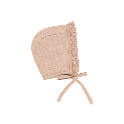 Lilette Bib Style Knit Bonnet - Soft Pink Crochet