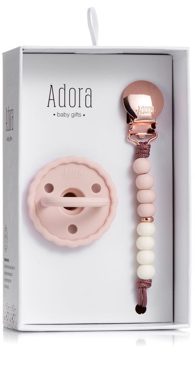 Adora Pacifier and Pacifier Clip Baby Gift Set - Blush Ombre