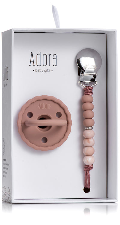 Adora Pacifier and Pacifier Clip Baby Gift Set - Mauve Ombre
