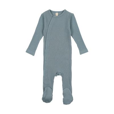 Lilette Side Snap Ribbed Footie - Ocean