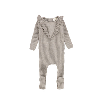 Analogie Knit Ruffle Footie - Taupe