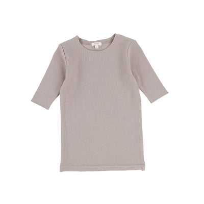 Lil Legs Ribbed Three Quarter Sleeve Tee - Taupe